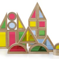 Луксозен дървен конструктор 40бр. пропускащ цвят и светлина Rainbow Wooden Blocks, снимка 6 - Образователни игри - 42992963