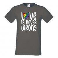 Мъжка тениска Love Is Never Wrong Прайд,Празник.Повод,Изненада, снимка 11 - Тениски - 37103207