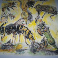 "Пчели" картина на художничката Десислава Илиева, снимка 5 - Картини - 28114634