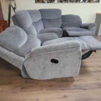Сив ъглов диван от плат с ръчен релаксиращ механизъм, снимка 9 - Дивани и мека мебел - 43896533