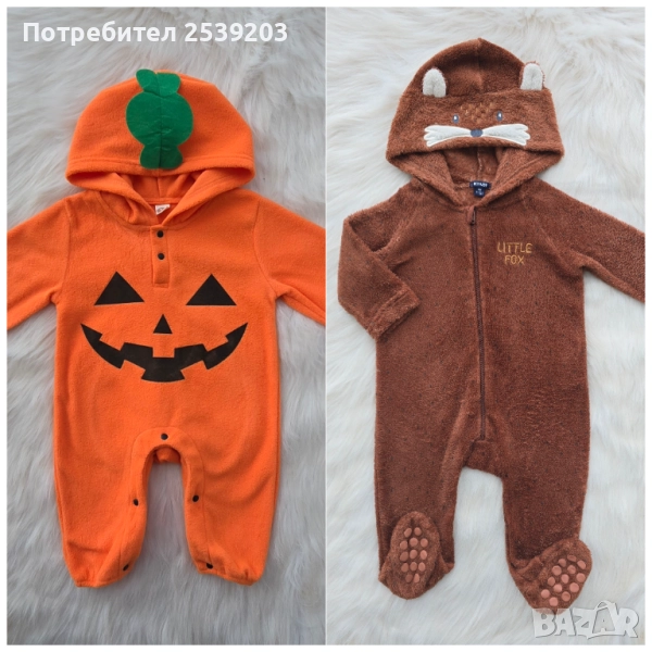 Бебешки гащеризон тиква и мече 3-6 месеца, снимка 1
