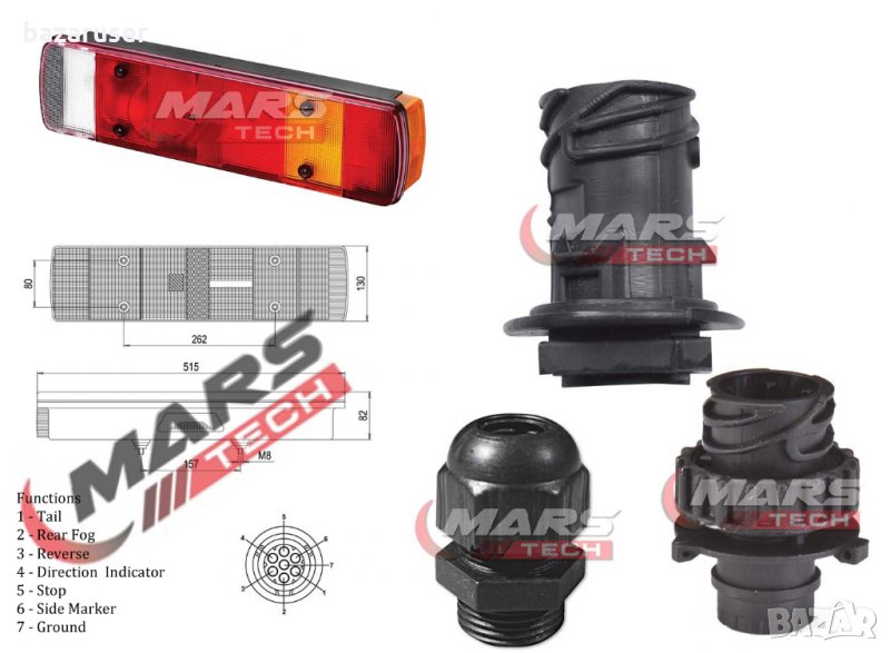Стоп Scania Серия 4-P-G-R-T (1996+) LH/RH   AMP 1.5, снимка 1