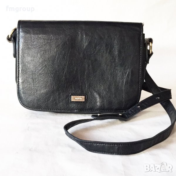 Дамска черна кожена чанта Mango Манго, снимка 1