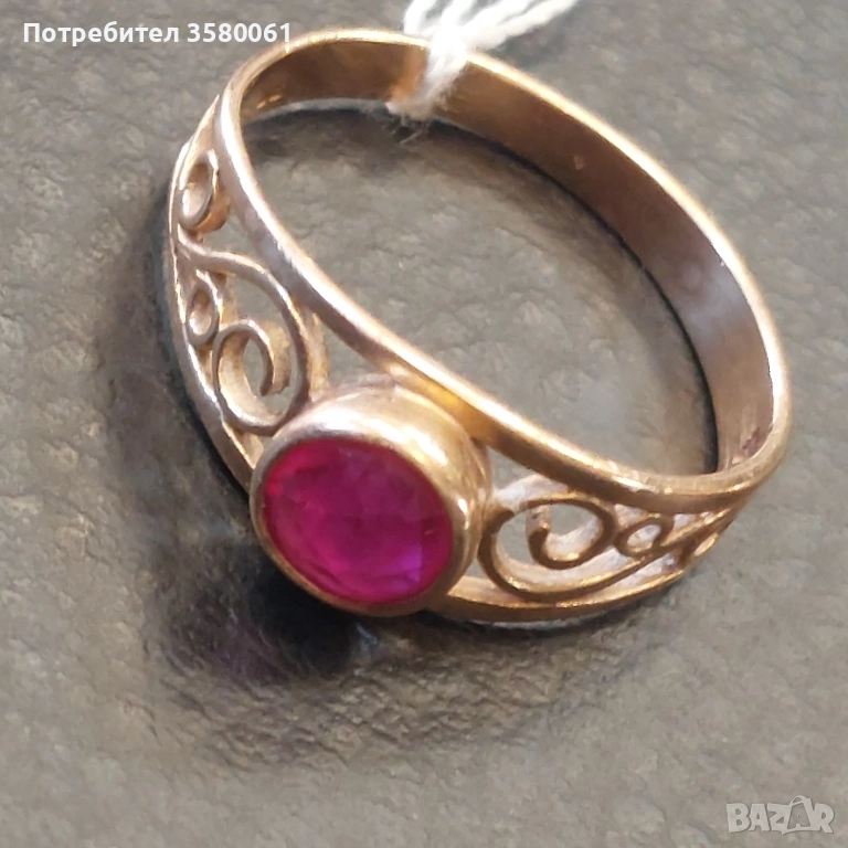 Руски златен пръстен с рубин, снимка 1