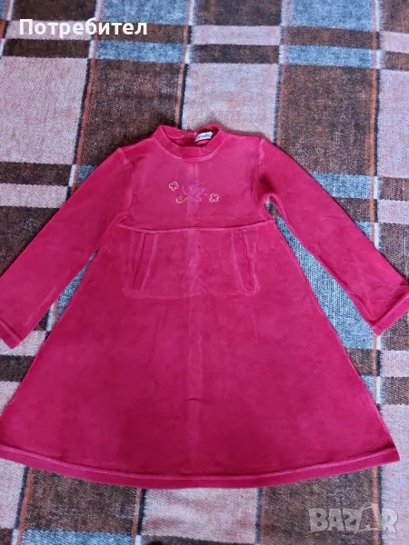 Детска кадифена рокля с дълъг ръкав 128-134, снимка 1