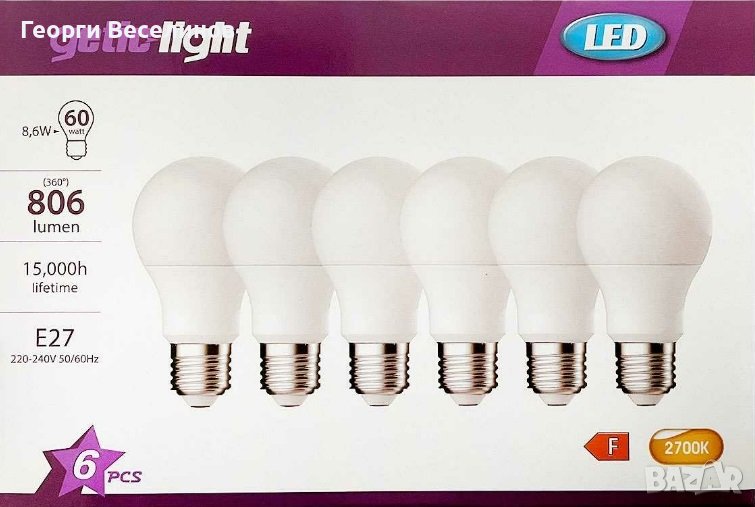 LED крушка E27 GeticLight - Промо пакет 6 бр., снимка 1