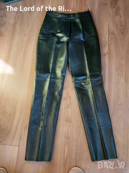 НОВ дамски лъскав кожен панталон от истинска естествена кожа от Англия, размер L , снимка 1
