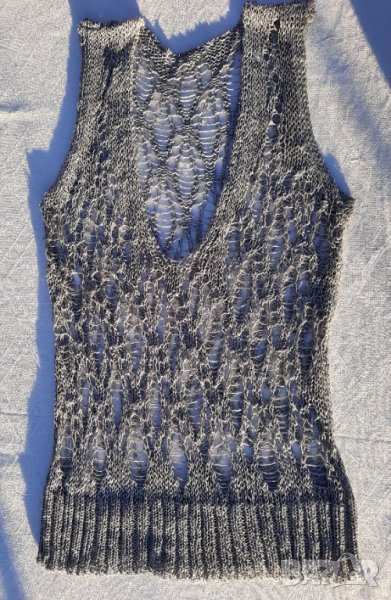 Сребристо пуловерче без ръкав плетиво размер Л, снимка 1