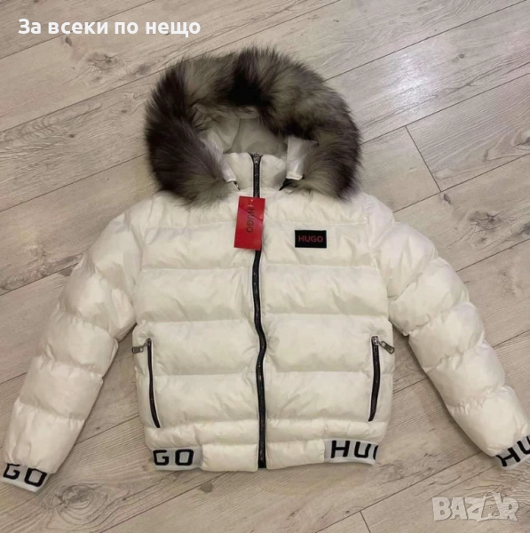 Ликвидация❗️🔥Hugo Bos Дамско Бяло Зимно Яке С Естествен Пух От Лисица Код LFS703, снимка 1