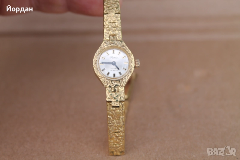 Швейцарски позлатен дамски часовник 'Reno'  /17 камъка/, снимка 1