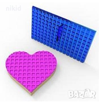 ситни квадрати квадратчета отпечатък текстура с релеф печат пластмасова форма за тесто фондан торта , снимка 1