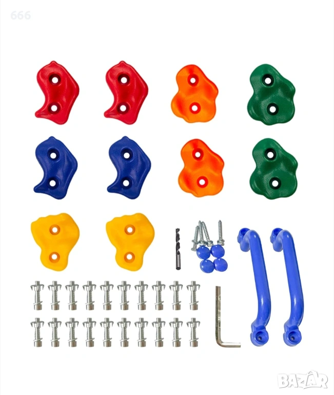 Комплект от 10 цветни камъка за катерене за деца, идеален за създаване на стена за катерене , снимка 1