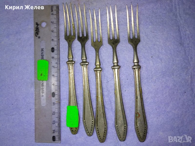Лот 5 СТАРИННИ ALPACCA Сребърна СПЛАВ АРИСТОКРАТИЧНИ НЕМСКИ ДЕСЕРТНИ ВИЛИЧКИ с МАРКИРОВКА 42190, снимка 1