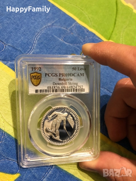 Сертифицирана Монета Ски слалом PR 69 50 лева 1992, снимка 1