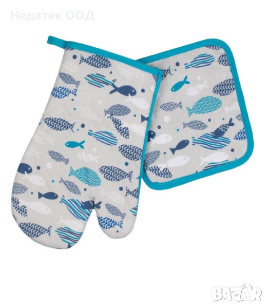 Готварски ръкавици, Рибки, сини, 2 броя, снимка 1