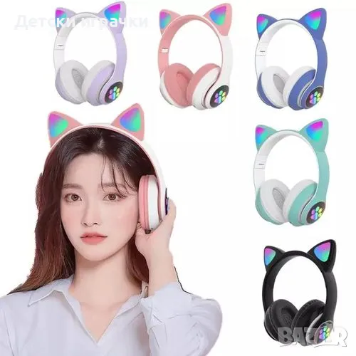 Безжични слушалки - светещи котешки уши, K028, снимка 1