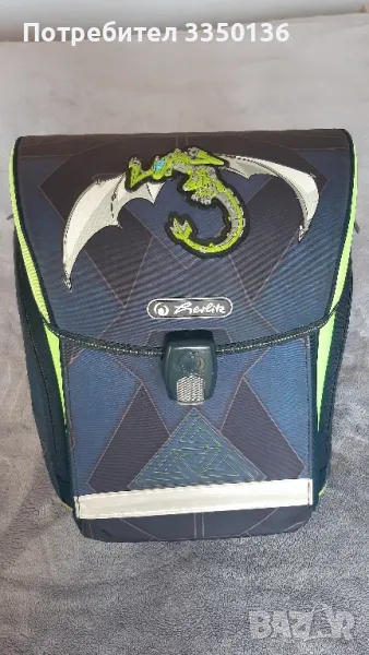 Herlitz Ученическа Раница Зелен Дракон робот. Ергономична, снимка 1