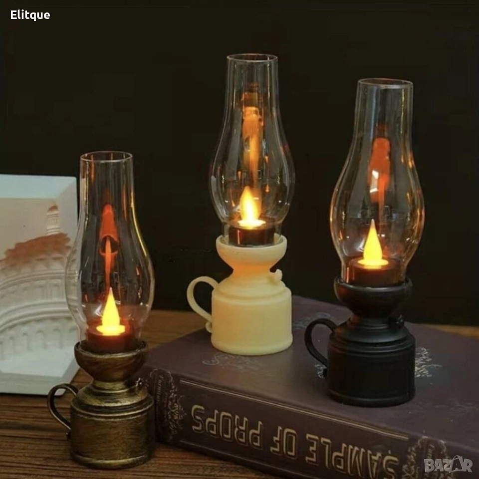 LED винтидж декоративна лампа с трептяща светлина, снимка 1