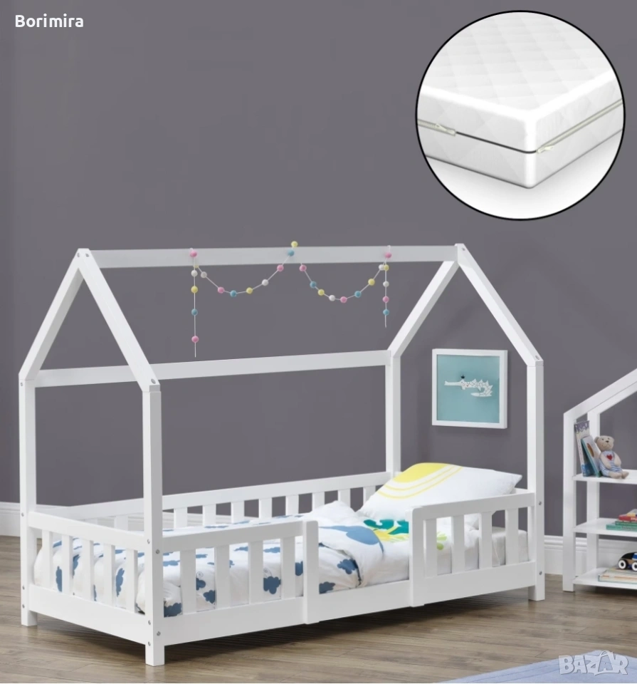 Детско легло с протектор и матрак, снимка 1