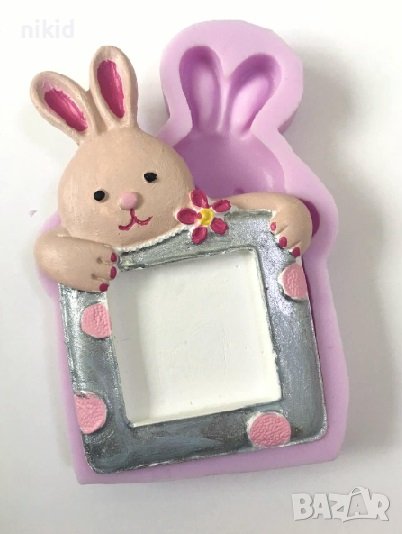 Заек Зайче рамка силиконов молд форма фондан шоколад гипс калъп декор украса, снимка 1