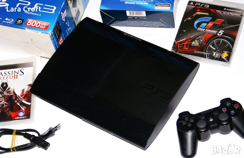 PS3 500GB PlayStation Плейстейшън 3 ПС3 с кутия, два конролера и игри в ...