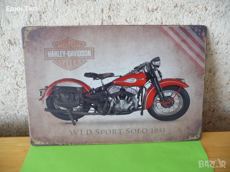 Метална табела Harley Davidson WLD Sport 1941 Харлей рокер, снимка 1