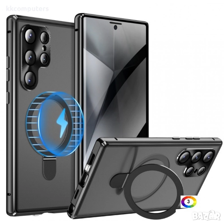 Samsung Galaxy S23 Ultra 5G MagSafe Magnetic Privacy Frosted Tempered Glass Holder Удароустойчив Кал, снимка 1