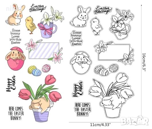 Пролетен Великденски силиконов гумен печат украса бисквитки фондан Scrapbooking, снимка 1