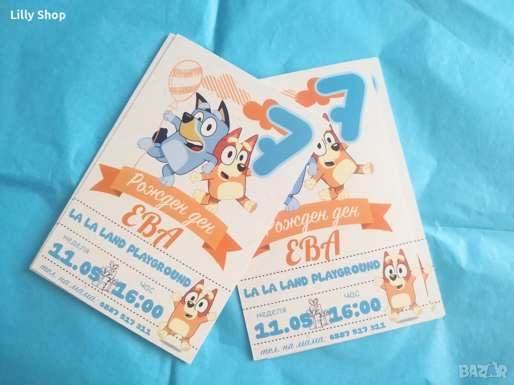 Покани, банер за рожден ден, украса Блуи / Bluey, снимка 1