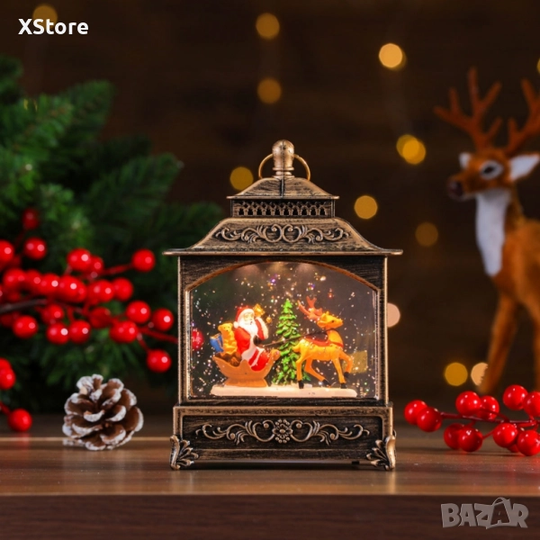 Коледна лампа със сняг и коледни орнаменти. 4 варианта , снимка 1