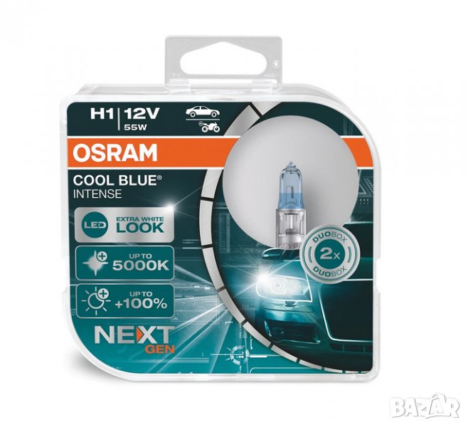 Комплект халогенни крушки Osram Cool Blue Intense NEXT GENERATION H1, 2бр, снимка 1