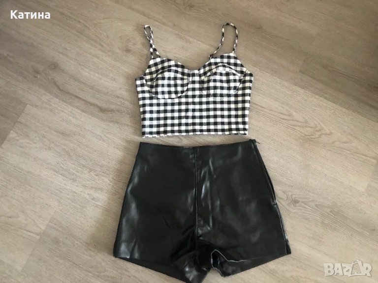 Н&М къси панталони+FAsister топ в каре, снимка 1