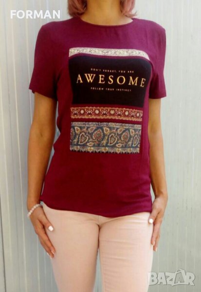 СТРАХОТНА блузка в бордо с пейсли принт, снимка 1