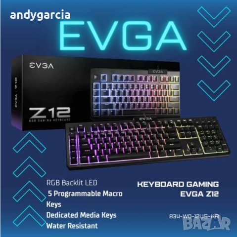 Геймърска клавиатура EVGA Z12 RGB, Черен, USB чисто нова 36 месеца гаранция keyboard gaming