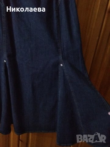 Дълга пола от тъмен деним с разкрояване,L/XL, снимка 3 - Поли - 43695146