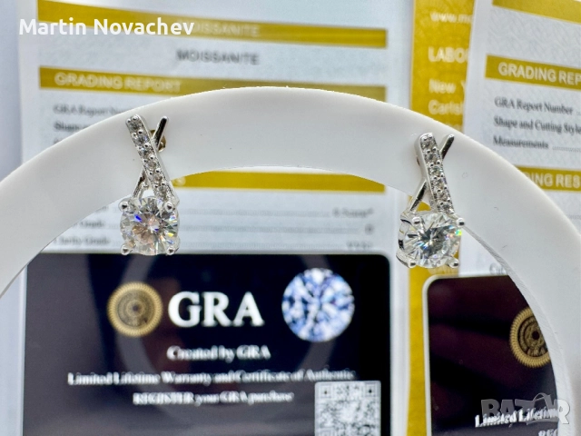 Сребърни обеци с мойсанит (Диамант) 0.5 карата, снимка 6 - Обеци - 52370580