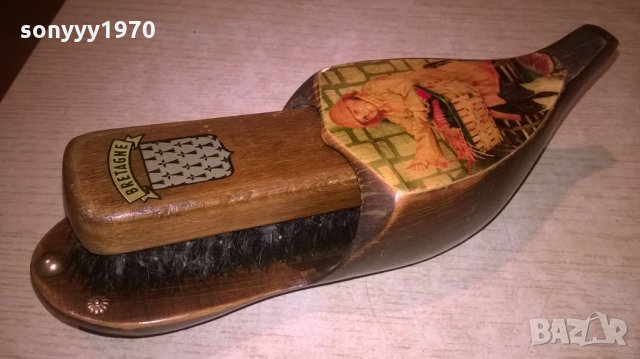bretagne-дървена обувка и четка-22х8х6см-внос франция, снимка 10 - Колекции - 26783559