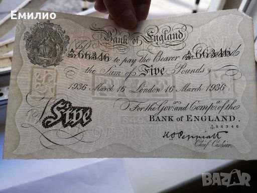 XRARE UK. £ 5 POUNDS 1936 OPERATION BERNHARD , снимка 6 - Нумизматика и бонистика - 28224371