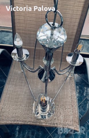 Красив кристален полилей и две лампи за стена-комплект, снимка 4 - Полилеи - 37700086