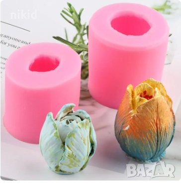 2 размера 3d Затворено Лале силиконов молд форма декорация украса фондан шоколад гипс свещ