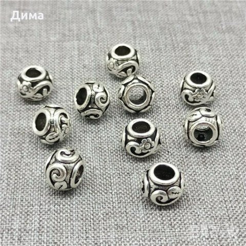 Талисмани от 925 Стерлингово Сребро тип Пандора - Flower Vine - 8 мм - За Бижута, Нови, снимка 3 - Други - 32879375