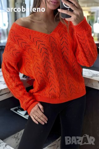 Дамски пуловер, кръстосан отзад с красива шарка, 5цвята - 023, снимка 10 - Блузи с дълъг ръкав и пуловери - 39855780