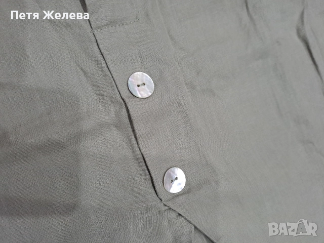 Дамаска ленена риза със седефени копчета CHRISTIAN BERG , снимка 3 - Ризи - 51691103
