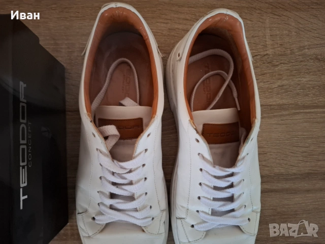 Бели кецове TEODOR 43 - Естествена кожа, снимка 4 - Кецове - 53143446