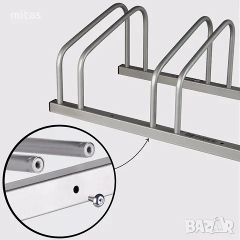Стойка паркинг за 3 велосипеда, Стоманена, Сребриста, снимка 3 - Аксесоари за велосипеди - 45131873