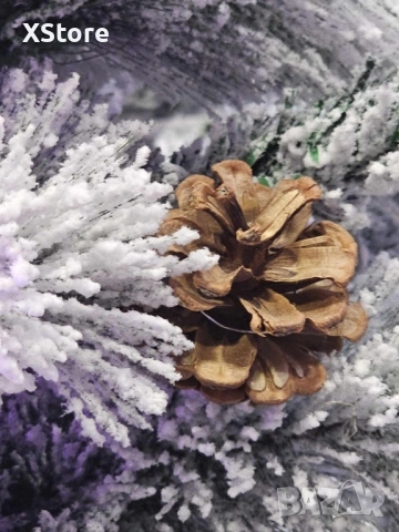 Изкуствено борче/елха със заскрежени иглички и шишарки, снимка 4 - Декорация за дома - 52437893