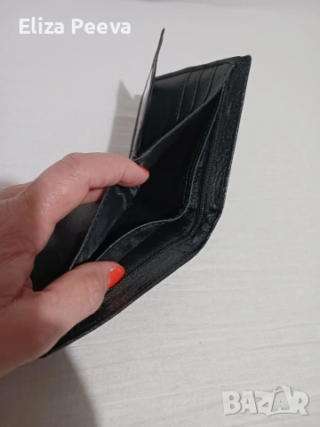 черно мъжко портмоне от естествена кожа, снимка 4 - Портфейли, портмонета - 53142412