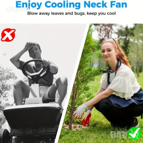 Преносим гъвкав вентилатор за врата, 3-скорости, нисък шум, 2000 mAh, Type C зареждане, снимка 6 - Вентилатори - 50980364