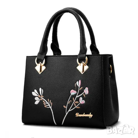 Дамска чанта Flowers Black, снимка 8 - Чанти - 47924939