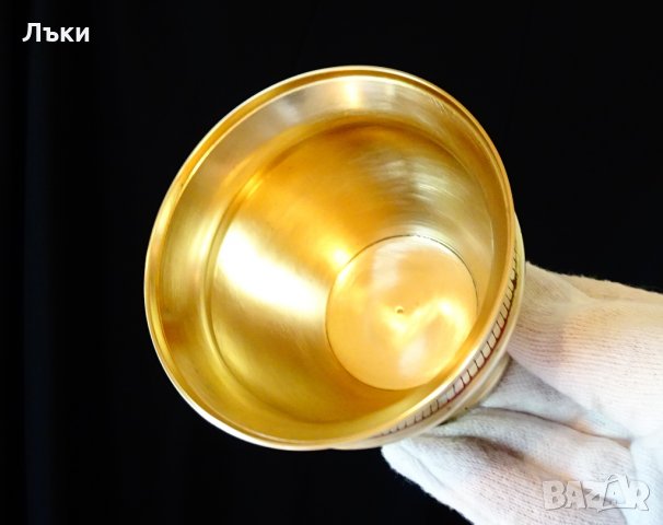 Бронзова чаша за вино,бокал,клетъчен емайл. , снимка 3 - Антикварни и старинни предмети - 32667067